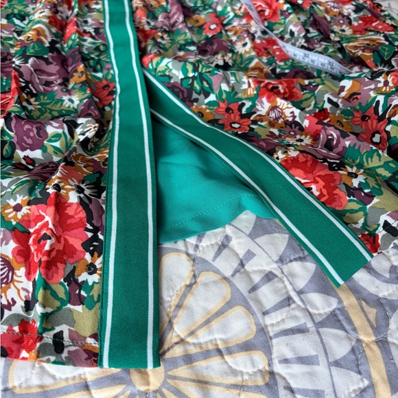 Brooks Brothers Red & Green Floral Print Pleated Long Sleeve Shirt Dress, 12 - Picture 12 of 13